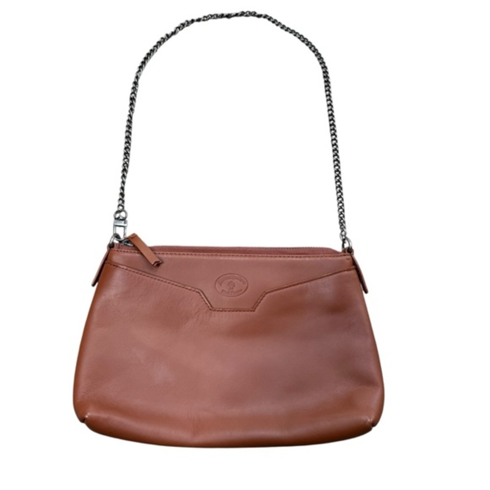 Brooks Brothers Chain Strap Shoulder Bag Brown Caramel Leather Minimalist